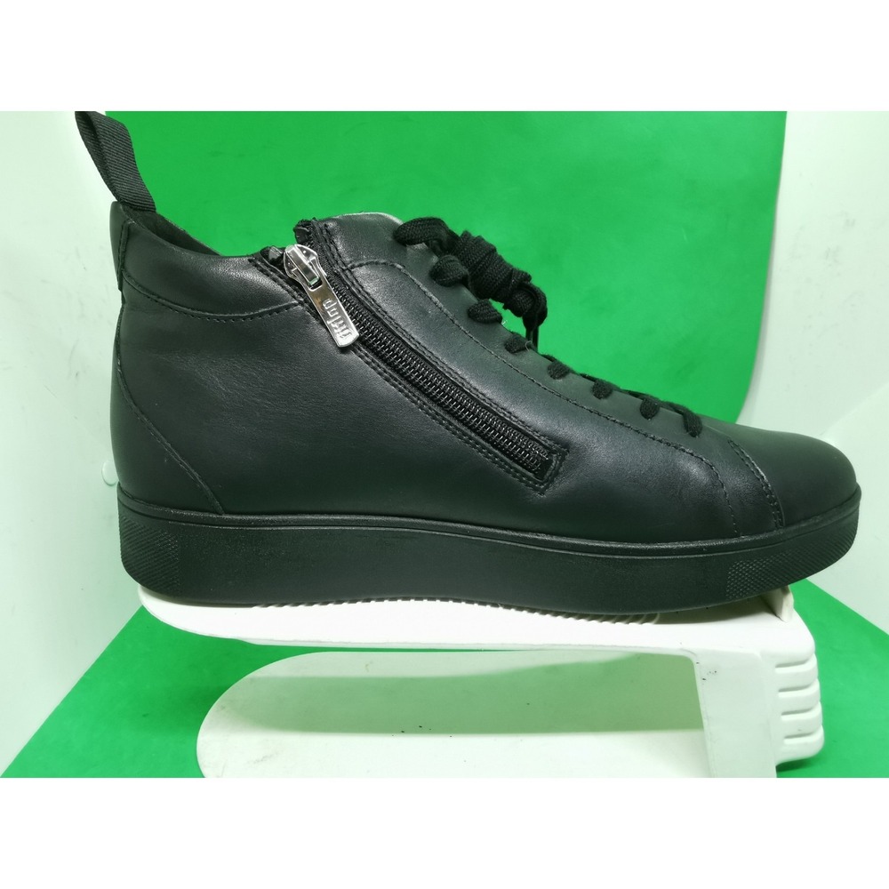 FitFlop Rally Leather High Top Sneakers Black EK8-090 Women Size 10 US - Picture 6 of 16